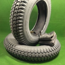 2 x Reifen + Schlauch 3.00-8 Ø 350 x 85 grau 4PR E-mobil Scooter Rollstuhl Prio