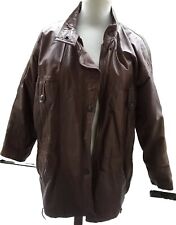 VINTAGE Lederjacke Original 1980er braun Cognac mittellang Parka Schulterpolster