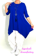 MYO-Lagenlook A-Linie Long-Tunika ROYAL-BLAU 42 44 46 48 50 52 54 56 58 