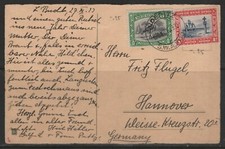 SWA Namibia Postkarte Lüderitz 28.11.1933 Postmark No. 30 Hannover Weihnachten