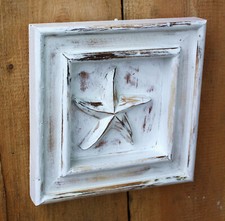 Wandrelief Seestern Relief Holzrelief maritim Handarbeit Wand Deko weiss shabby