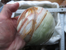 Onyxmarmor, 100 mm,  Alabastermarmor Kalksinter Kugel 1447 g, Sammlungsauflösung