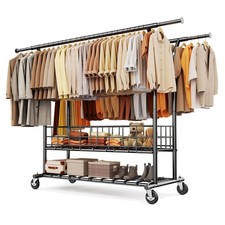 Schwerlast Kleiderständer Metall Doppelstangen bis 283kg mobile Standgarderobe