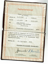 Facharbeiterbrief  1966 Hamburg Pflasterer Steinsetzer Franck straßen Tiefbau