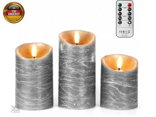 Echtwachs led kerzen - led, grau