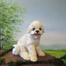 Großer Bichon Frise H: 29cm Figur Hund Deko wetterfest Skulptur Malteser Westi