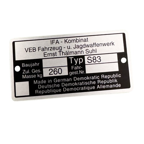 Typenschild alu fez - alu,