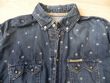 Pepe Jeans * tolles Herren Hemd langarm Jeanshemd mit Blümchen Druckknöpfe Gr. M