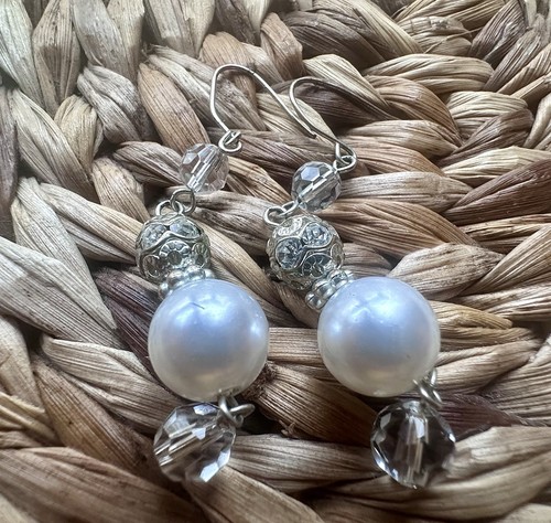 Perlen ohrringe mit - mit, strass