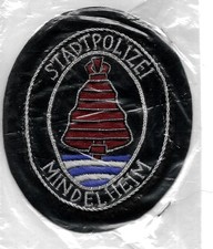 Polizei BAYERN 1960er HANDGESTICKT ! Stadtpolizei MINDELHEIM Abzeichen Patch