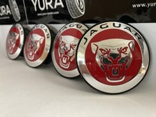 Original Jaguar Nabendeckel Kappen Hub Cap Emblem Alufelgen ROT JGB001 D38ME NEU