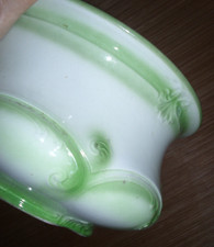 antiker Nachttopf Chamber Pot  Jugendstil? Keramik grün-weiß aus ENGLAND! defekt
