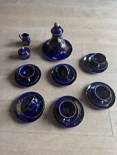 Kaffeeservice 6 Personen Bareuther Waldsassen Porzellan Echt Cobalt Handarbeit