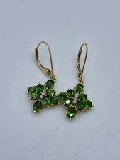 Paar schöne Peridot Diamant Ohrringe G Gold 585 punziert #(Lin)