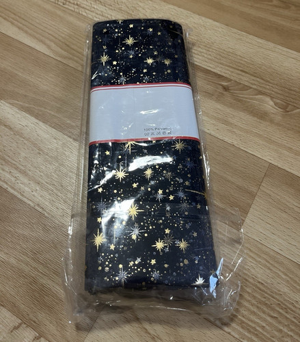Organza dekostoff schwarz gold - dekostoff, schwarz/gold