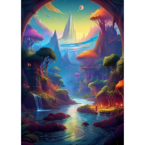 Postkarte fantasie landschaft - postkarte.,