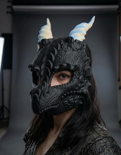 Articulated dragon skull mask - skull,