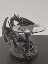 Fantasy Deko Drachen in schwarz im Gothik stil für Duftöl und Teelichter