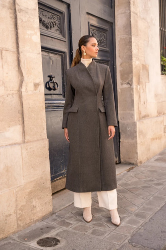 Langer frauen wollmantel damen - langer,