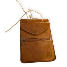 Vintage kleiner einfacher Brustbeutel Echt Leder Security Wallet Brusttasche 