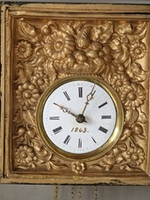 alte Schwarzwälder Rahmenuhr antik Wanduhr mit Gewichten & Pendel von 1863