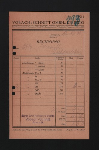 Leipzig rechnung 1930 - leipzig,,