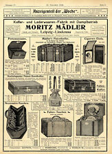 Koffer-und Lederwaaren-Fabrik Moritz Mädler Leipzig Herstellerwerbung von 1899