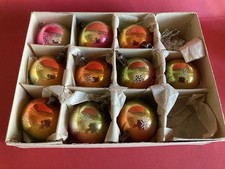 10tlg. DDR Weihnachtskugeln Christbaumkugeln bunt Glocken Glaskugeln