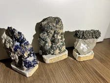 Mineralien-Set – Azurit, Markasit, Pyrit – alte Sammlerlabels