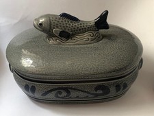 Heringstopf Steingut Fischterrine  Fischtopf Keramik