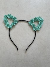 Katzenohren Haarreif Blumen Türkis Mint Fasching Karneval Halloween Cosplay