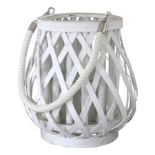 Laterne SEALIGHT weiß Windlicht Holzlaterne mit Seilaufhängung zum Hängen