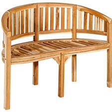 DIVERO Bananenbank 2-Sitzer aus Teak Holz braun unbehandelt Gartenbank Parkbank