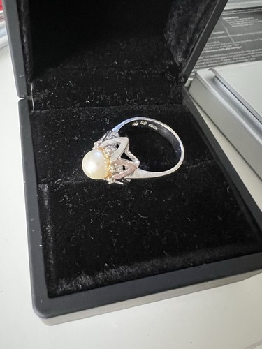 585 weißgold ring - ring, perle