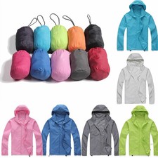 Damen Herren Langarm Kapuzenjacke Regenjacke Regenmantel Wasserdicht Windjacke