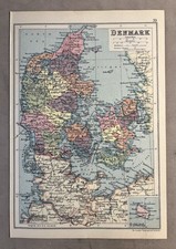 Dänemark - 1935 - Vintage farbige Papierkarte des London Geographical Institute