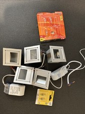 5 Treppen- Einbauleuchten Halogen Alu Plus 2 Trafos Und Halogenleuchten