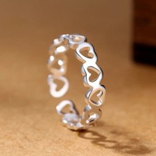 925 Silber Ring Damen Frau Schmuck Geschenk Größenverstellbar Verlobung Herz