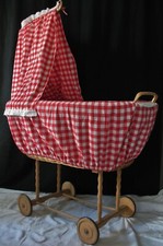 Original 40-50er Kinderwagen Vintage Stubenwagen Korbgeflecht Korbwagen Babybett