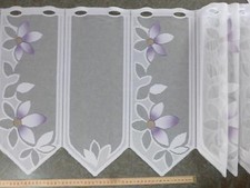 Scheibengardinenstoff lila beige Blumen bedruckt 45cm hoch