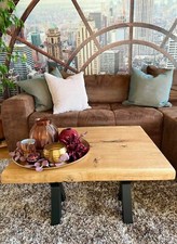 Tischplatte Eiche massiv, Couchtisch, Eichentisch, Wohnzimmertisch, Baumkante
