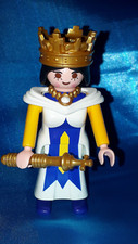 Playmobil 3268 Königsritterburg Königin Haare lang schwarz Zopf Krone Zepter top