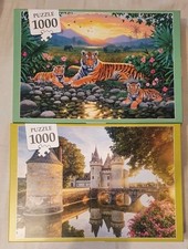2 X  1000 Teile Puzzle Tiger /