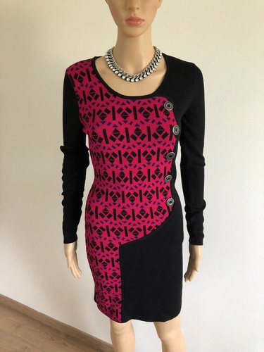 Schwarz rosa pulloverkleid - schwarz-rosa, gr