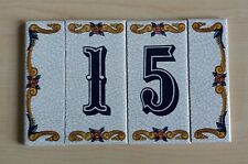Hausnummer Keramik Zahlen Ziffern: Eins / Fünf / 15 / 51 Kacheln Fliesen 18x11cm