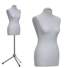 Schneiderpuppe Schneiderbüste Damen, silbergrau, Chromedreibein