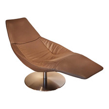 Jori Sessel Icarus Lounge S Leder Fuerte Topo Braun Fuß Rund Edelstahl Gebürstet