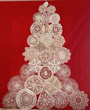 Tannenbaum Fensterbild Weihnachtsdeko Häkel-Klöppel- Zierdeckchen