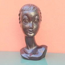 Schwarzer Miss Twiggy Kopf Vintage Retro Mannequin Deko Schaufensterpuppe 50er 