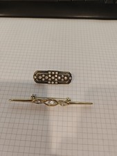 2 Broschen mit Steinen Modeschmuck Antik